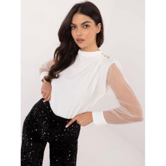 Bílá společenská halenka se síťovanými rukávy Bílá, Univerzální