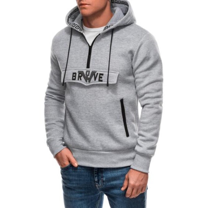 Pánská mikina na zip B1698 - šedá Šedá, XXL