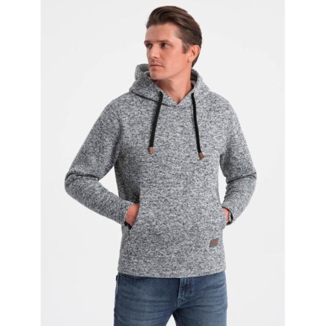 Pánská nepromokavá klokaní mikina s kapucí - šedý melír V1 Šedá, S