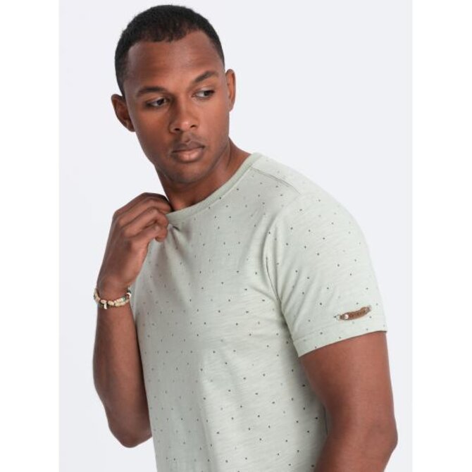 Pánské tričko s celopotiskem a barevnými písmeny - světle zelené V5 Zelená, XL