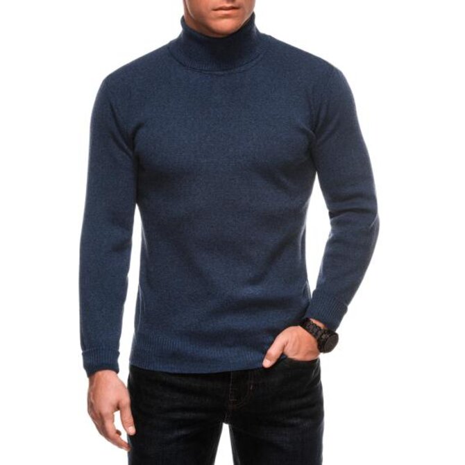 Pánský svetr s rolákem 250E - tmavě modrý Modrá, 2XL/3XL