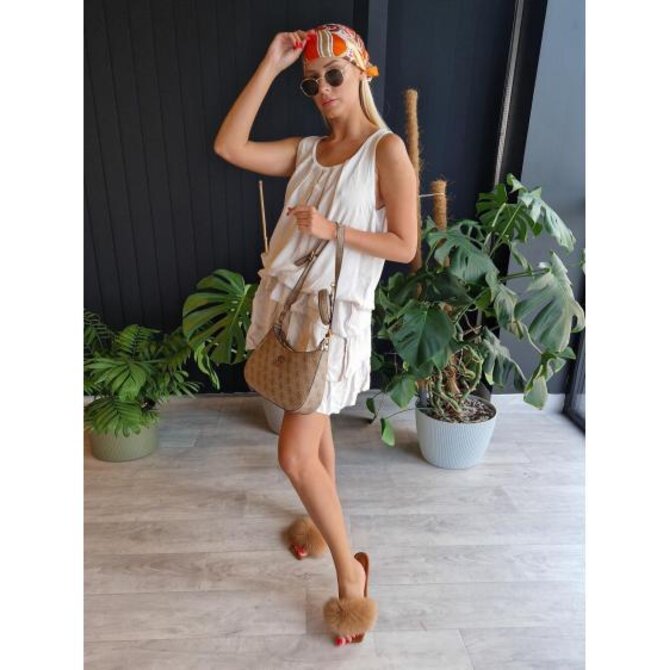 Dámské mini šaty DLR106 - růžové Béžová, Univerzální