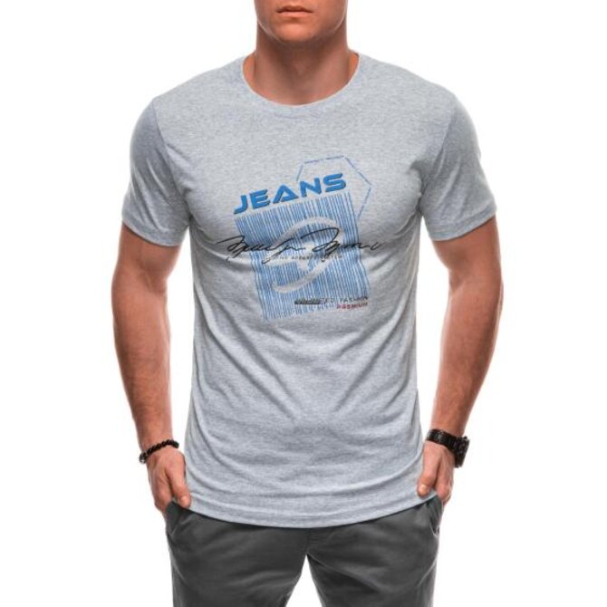 Pánské tričko s potiskem S2033 - bílé Šedá, XXL