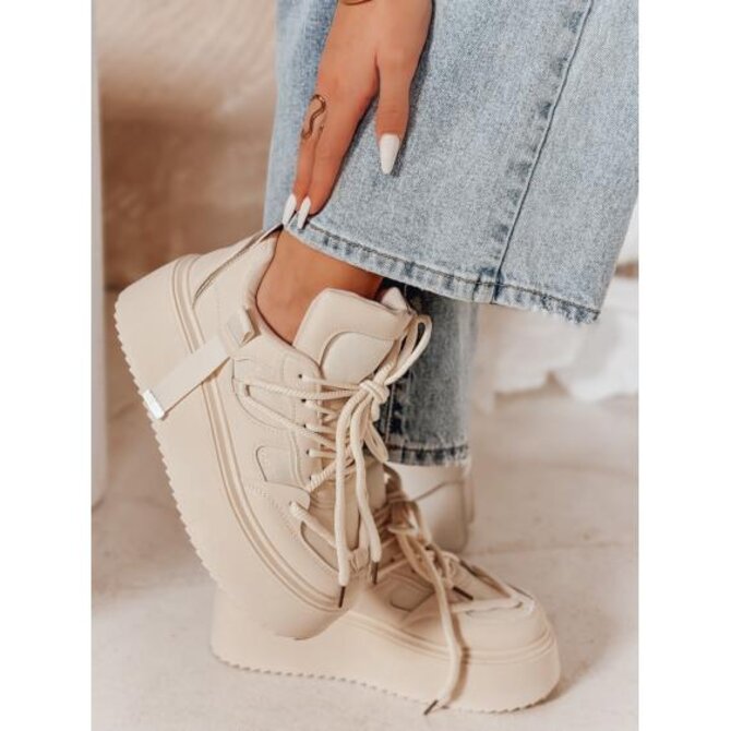 Dámské tenisky na vysoké platformě UPSOLE béžové Béžová, 38