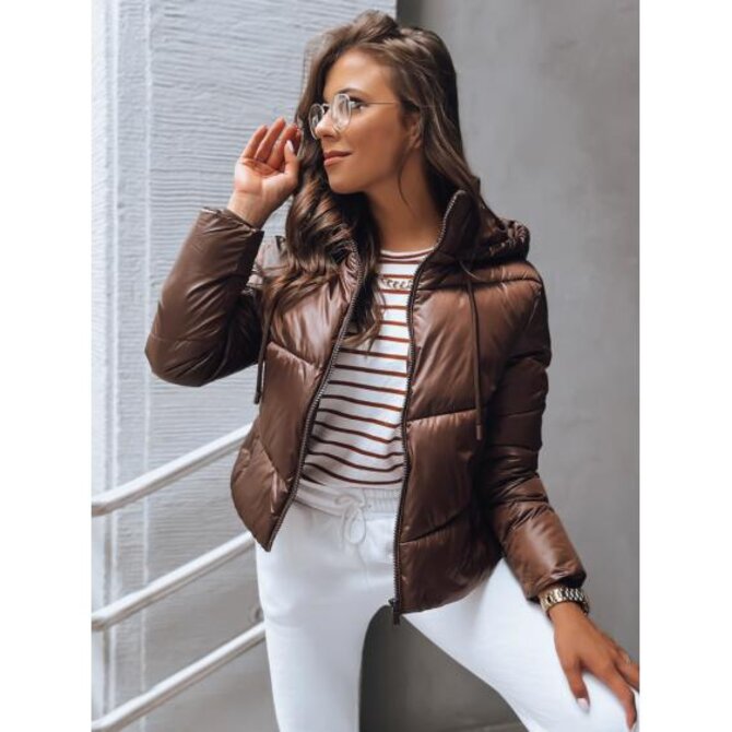 Dámská krátká zimní bunda LOLAROSE kávová Karamelová, XXL