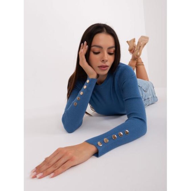 Dámský svetr vypasovaný klasický OHONU tmavě modrý Námořnická modrá, M/L