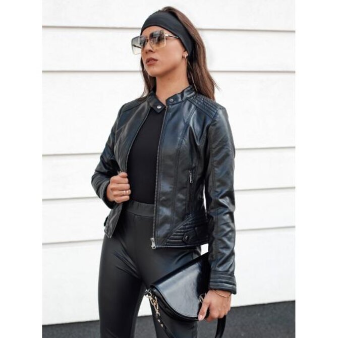 Dámská přechodová koženková bunda černá Černá, XL