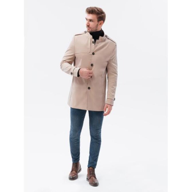 Pánský střední kabát ABDIEL béžový Béžová, L