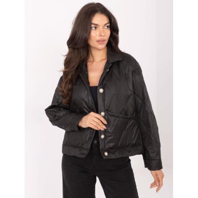 Černá přechodová bunda s knoflíky RUE PARIS Černá, Univerzální