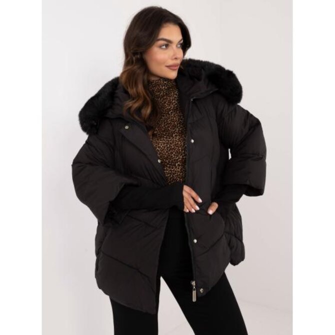 Dámská bunda s odepínací kožešinou černá Černá, M