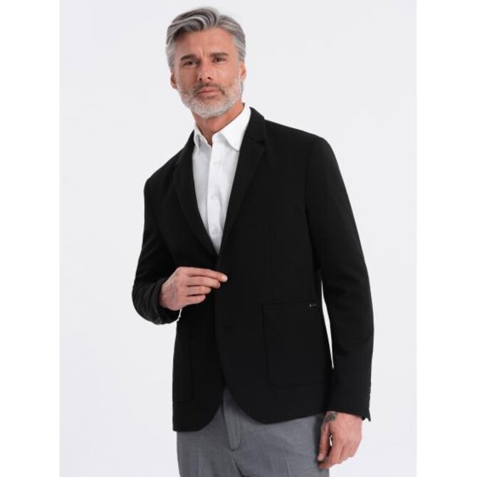 Pánské sako s kapsami s nášivkami V5 OM-BLZB-0127 černá Černá, L
