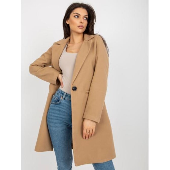 Dámský kabát s podšívkou OCH BELLA hnědý Karamelová, M