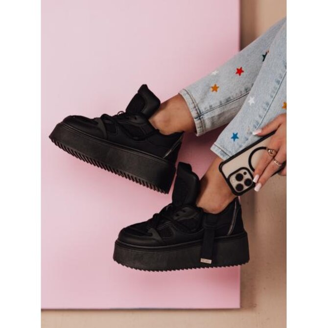 Dámské tenisky na vysoké platformě UPSOLE černé Černá, 39