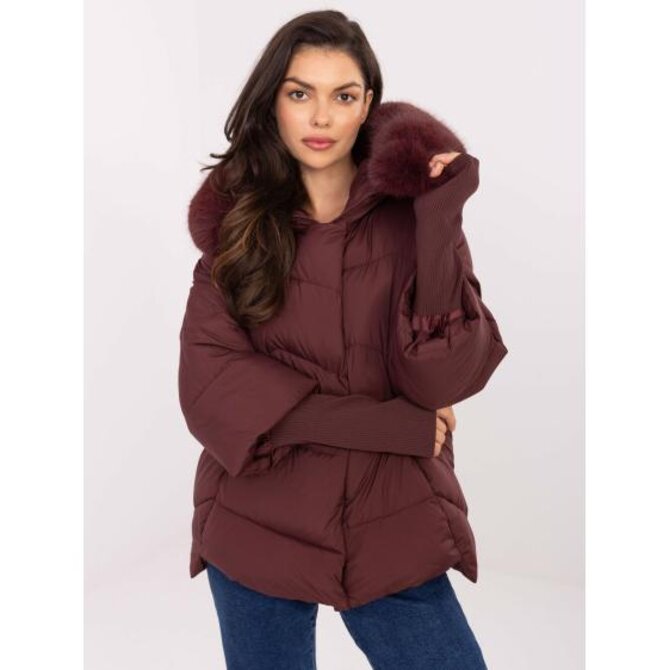Bordová zimní bunda s prošíváním Kaštanová, L