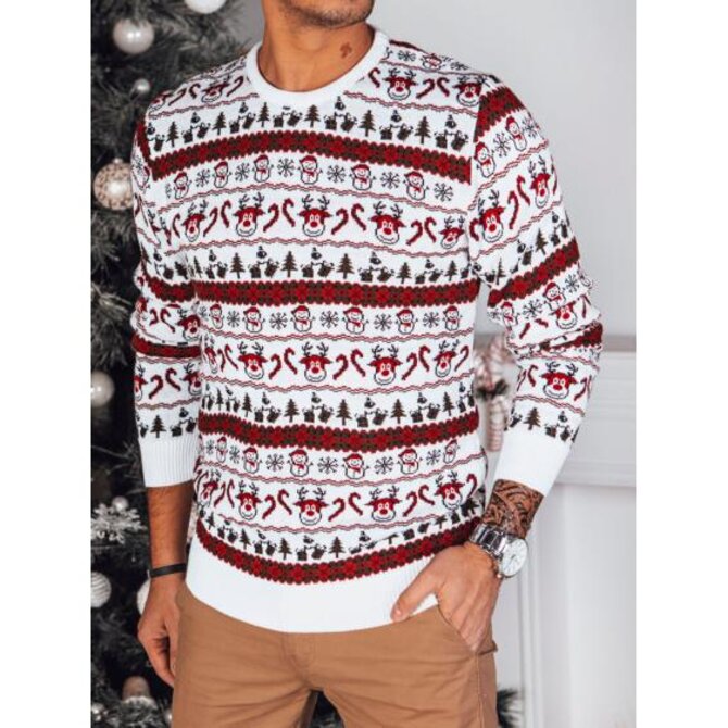 Pánský vánoční svetr CHRISTMASS bílý Bílá, XL