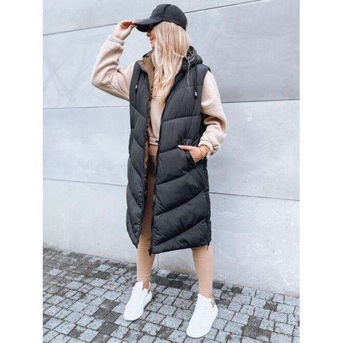 Dámská dlouhá prošívaná vesta GERIAT černá Černá, S