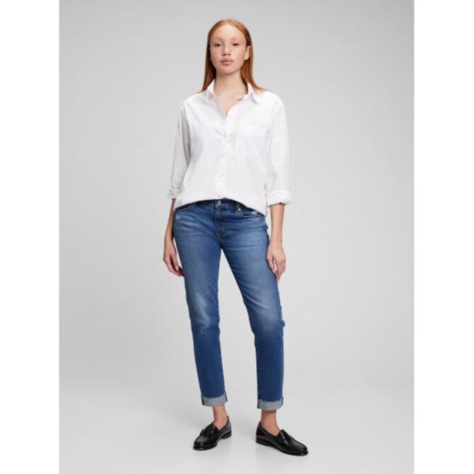 Džíny girlfriend mid rise Modrá, 28