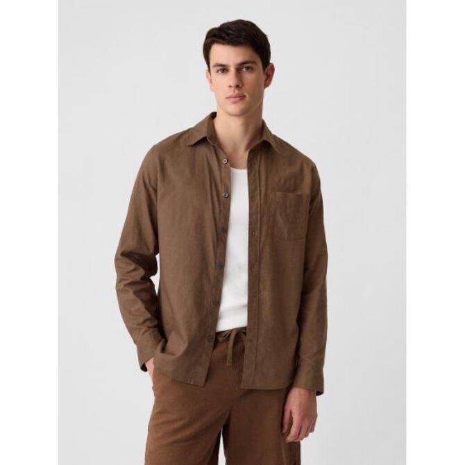 Lněná košile standard Hnědá, L