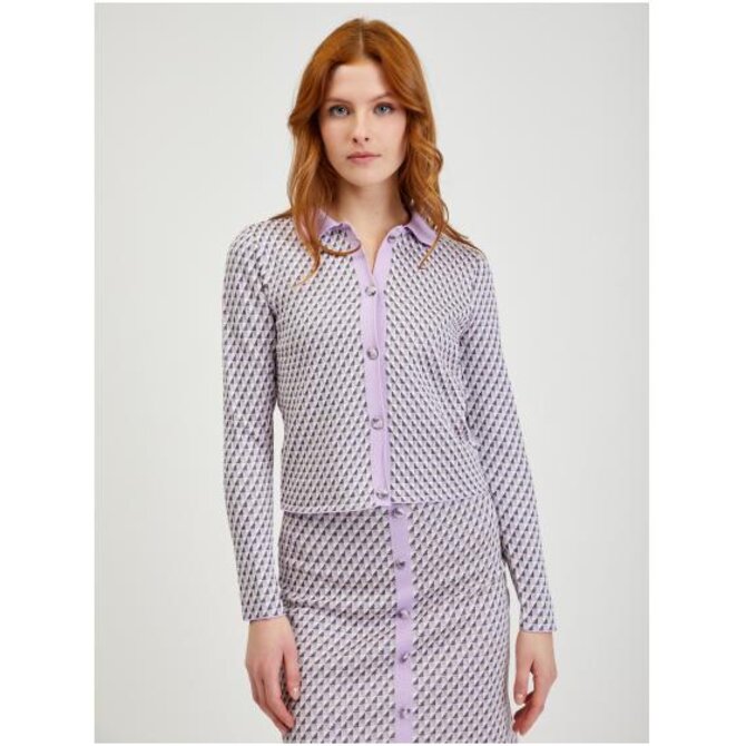 Světle fialový dámský vzorovaný kardigan Fialová, XS