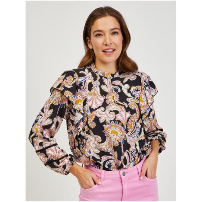Černá dámská vzorovaná halenka Černá, 34