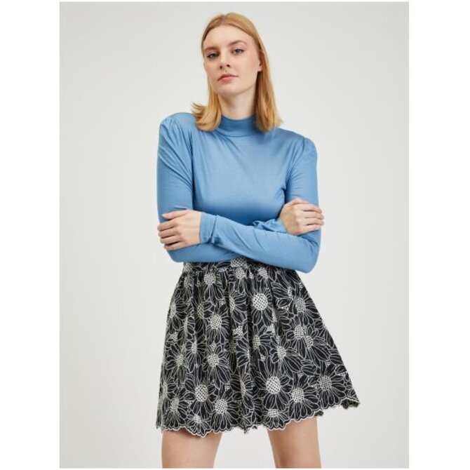 Modré dámské tričko s dlouhým rukávem Modrá, L