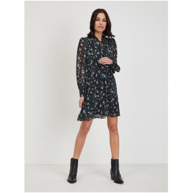 Černé dámské květované šaty Černá, 34