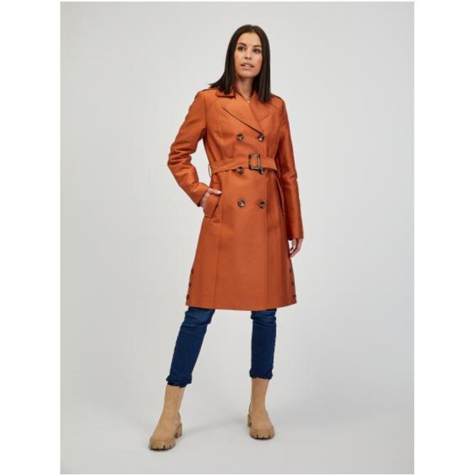 Hnědý dámský trenčkot Hnědá, 38