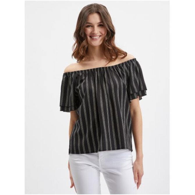 Černá dámská pruhovaná halenka Černá, 36