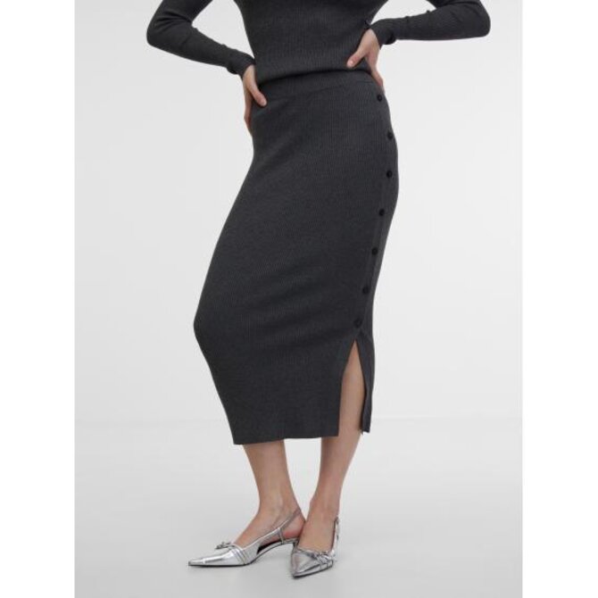 Šedá dámská svetrová midi sukně Šedá, XS