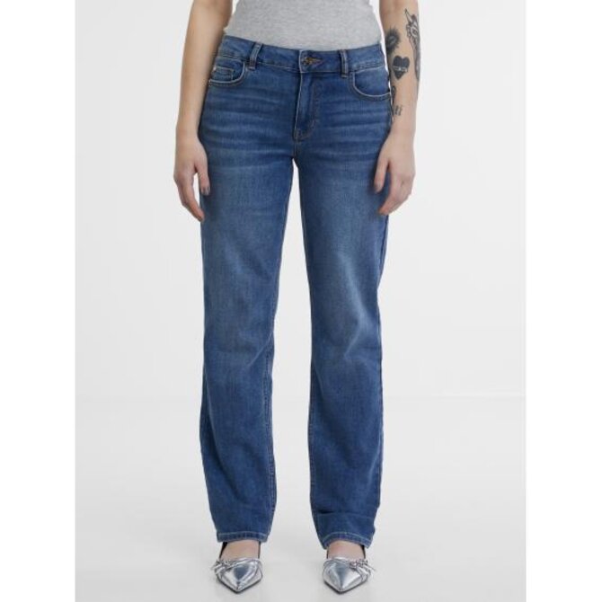 Tmavě modré dámské straight džíny Modrá, 34