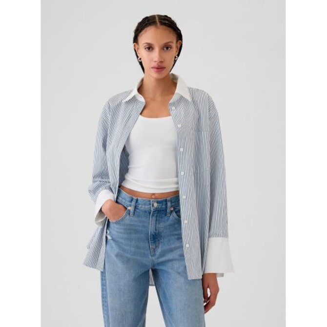 Popelínová oversize košile Big Shirt Modrá, M