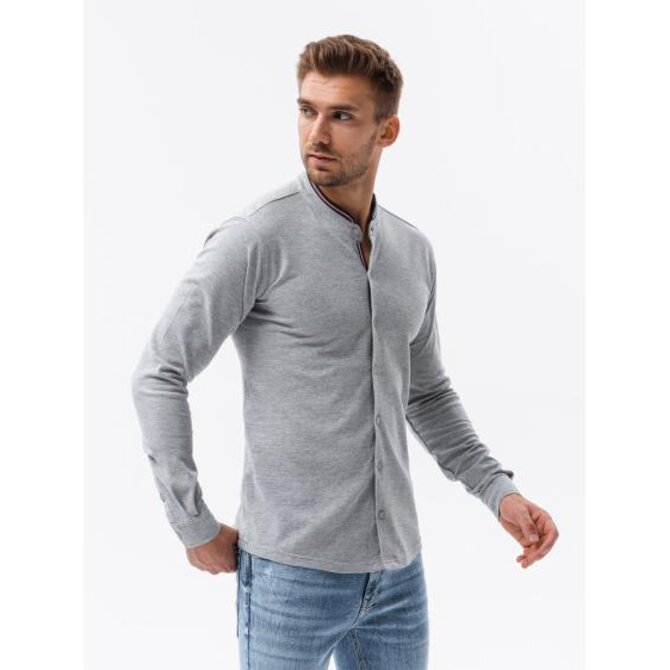 Pánské tričko s dlouhým rukávem ABRA šedé Šedá, XXL