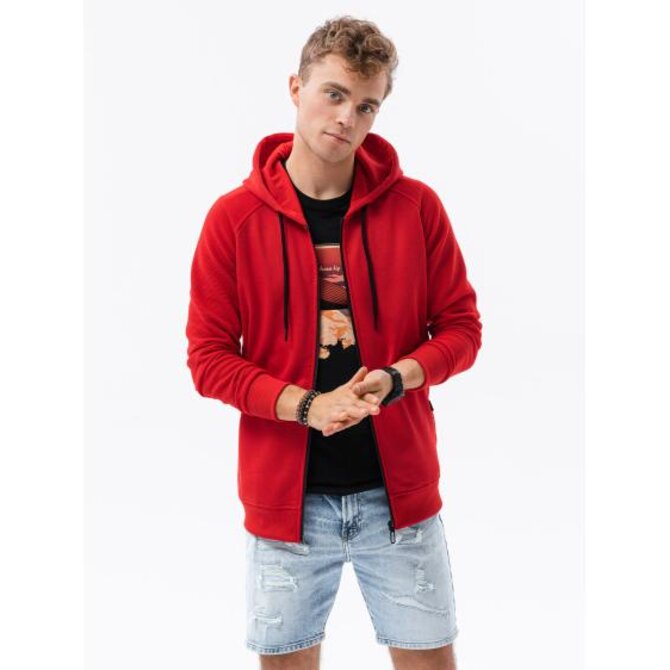 Pánská mikina na zip REY červená Červená, S