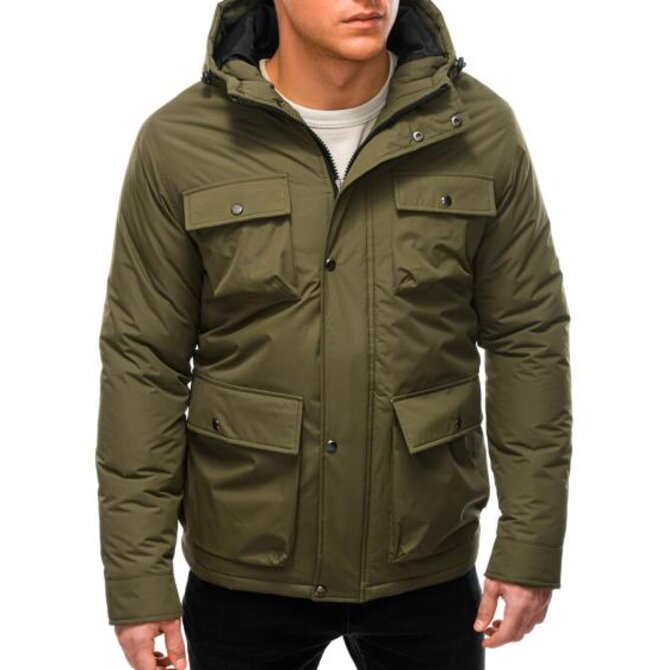 Pánská zimní bunda ALESS dark olive Olivová, S