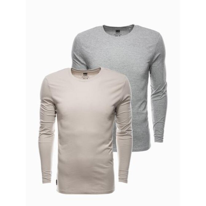 Pánský hladký dlouhý rukáv - mix 2-pack PEARCE Šedá, XXL