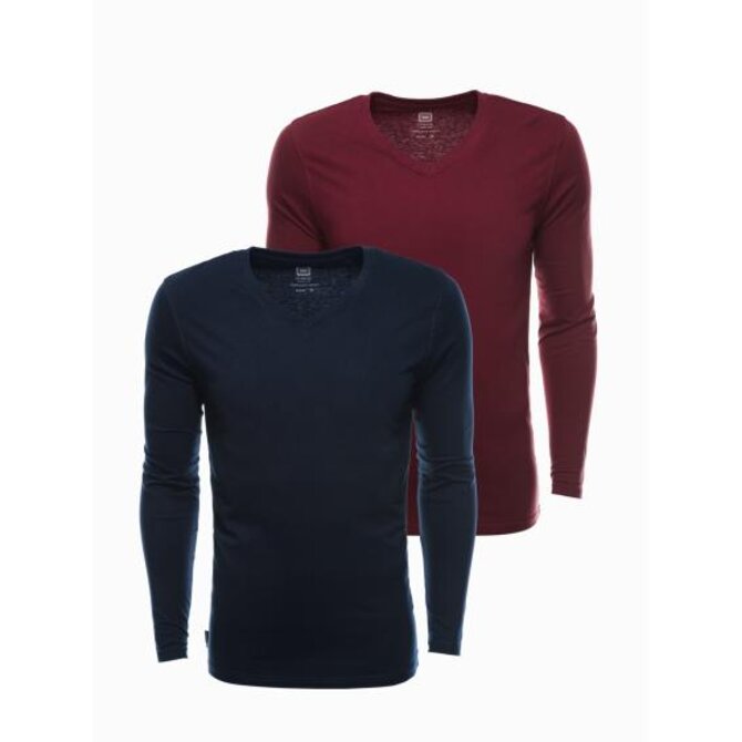 Pánské hladké tričko s dlouhým rukávem PACK mix V2 Námořnická modrá, XXL