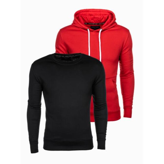 Pánská mikina BASIC červená a černá 2-pack Červená, XXL