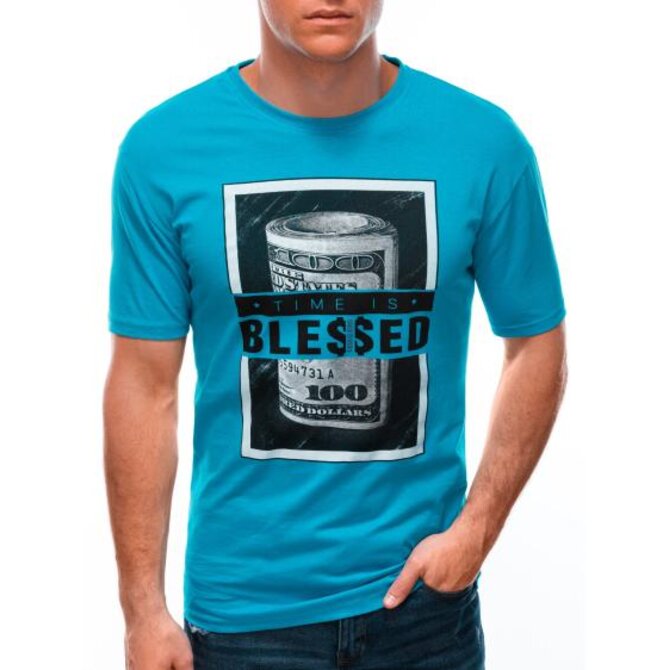 Pánské tričko s potiskem S1601 modré Modrá, M