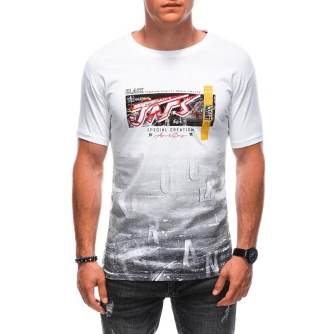 Pánské tričko s potiskem S1890 bílé Bílá, XXL