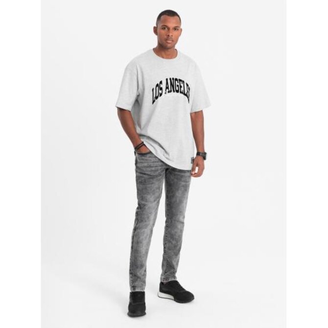 Pánské džínové kalhoty SLIM FIT šedé Šedá, L