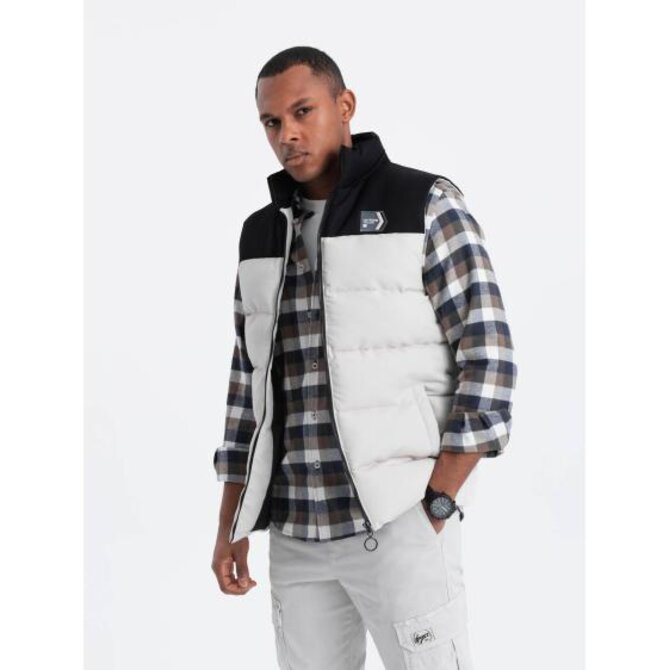 Pánská vesta bez rukávů bez rukávů V1 OM-JAVJ-0161 krémová Krémová, S/M