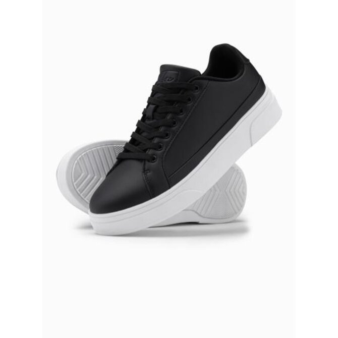 Pánské tenisky z ekokůže s tlustou podrážkou černé Černá, 41