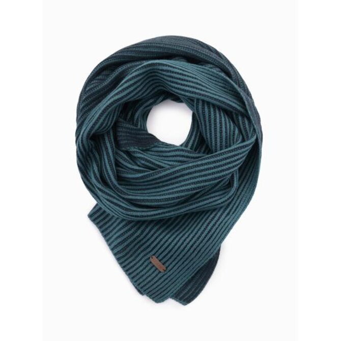 Pletená pánská dvoubarevná pruhovaná šála - námořnická modř a moře Tyrkysová, Univerzální