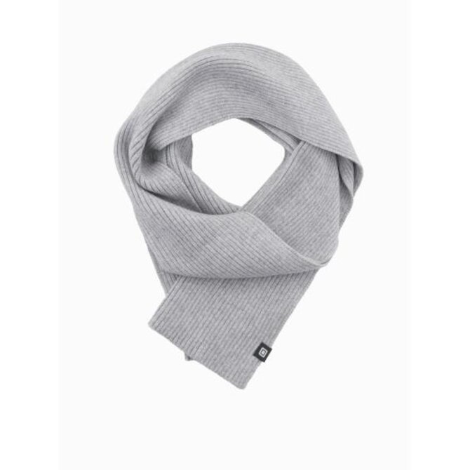 Pánská jednobarevná žebrovaná pletená šála - šedá Šedá, Univerzální