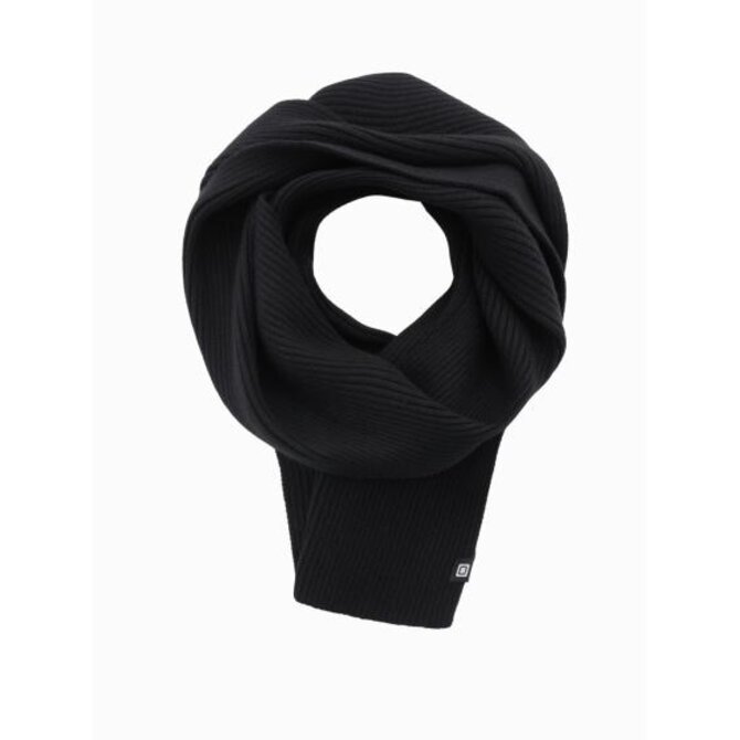 Pánská jednobarevná žebrovaná pletená šála - černá Černá, Univerzální