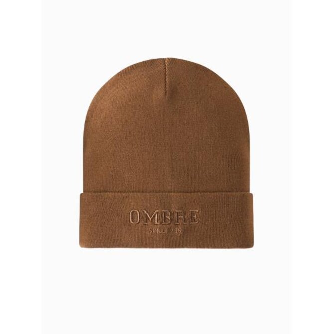 Pánská pletená čepice s vyšitým nápisem - hnědá V4 Hnědá, Univerzální