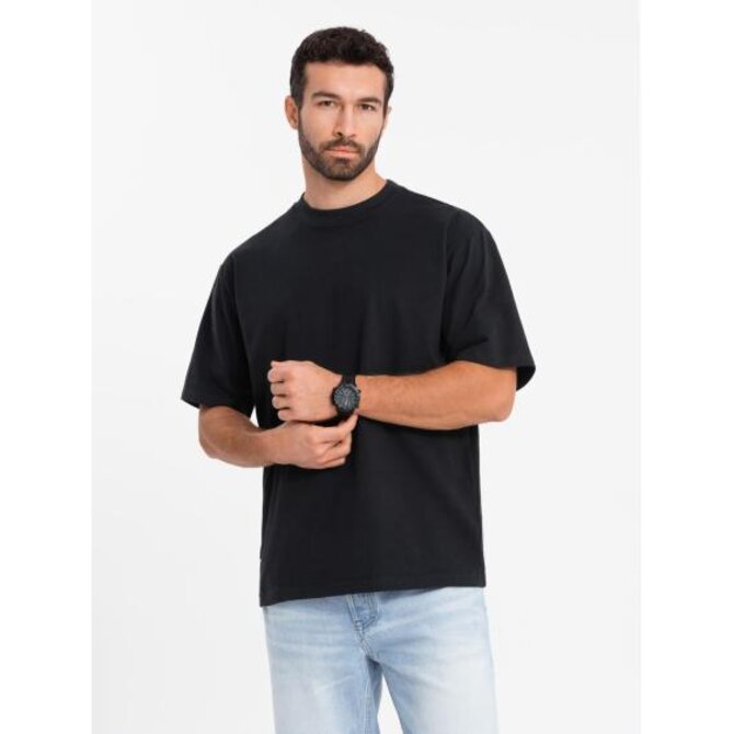 Pánské tričko LOOSE FIT s kapsou - béžové V1 OM-TSCT-0171 Černá, L