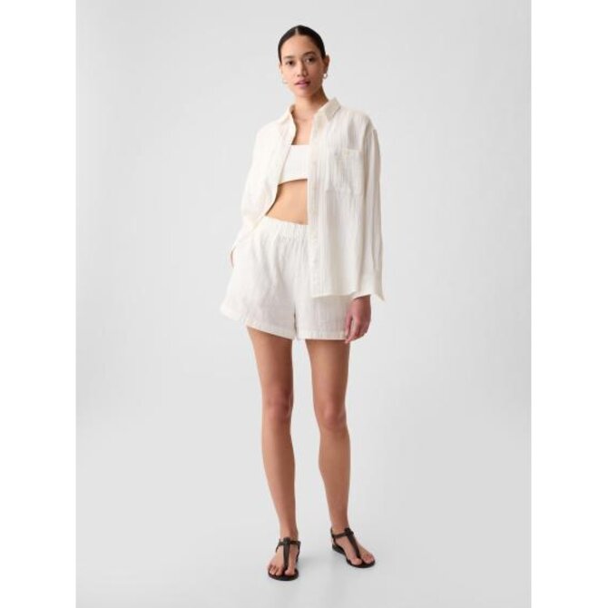 Mušelínové kraťasy Bílá, XL