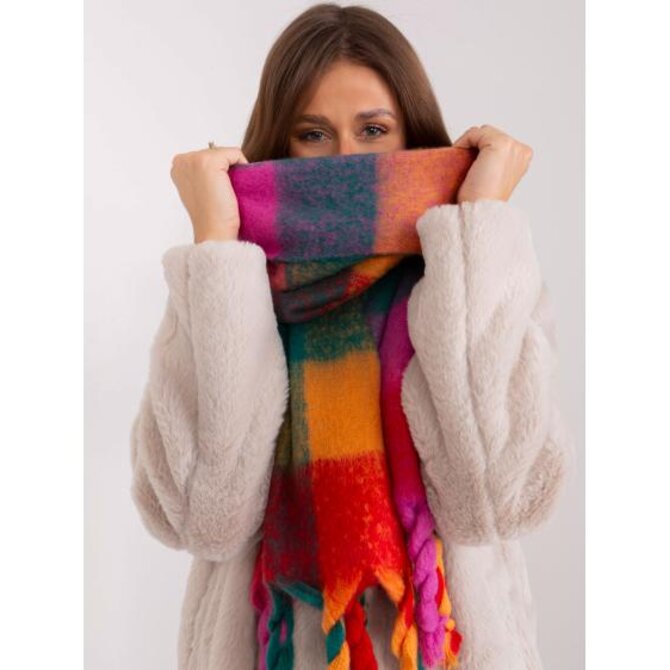 Dámská šála se střapci WID zeleno-červená Tmavě zelená, Univerzální