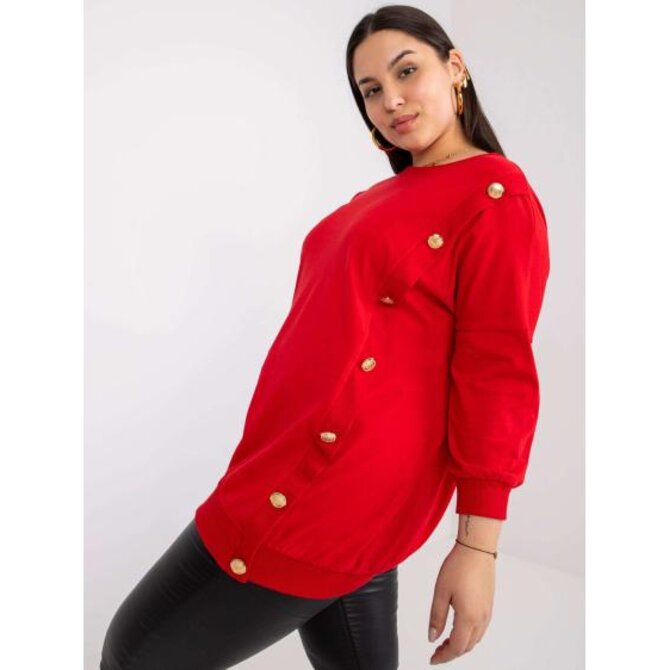 Dámská halenka s kulatým výstřihem plus size BRIGITHE červená Červená, Univerzální